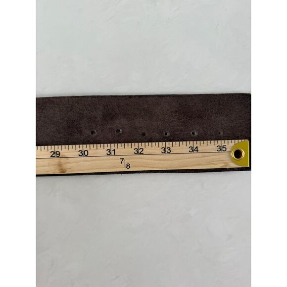 Genuine Ostrich Wide Leather Belt Womens Size Medium Dark Brown‎ - Picture 12 of 14